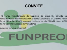 Convite do Fundo Previdenciário do Município de Orocó