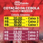 Cotação da Cebola no Ceasa de Cabrobó nesta sexta (04/12)