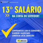 Prefeitura Municipal de Orocó paga 13° a todos os servidores públicos efetivos do município