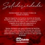 Solidariedade aos nossos irmãos do Estado da Bahia