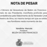 Câmara de Belém do São Francisco emite Nota de Pesar pelo falecimento do ex-vereador Lindolfo Pereira da Silva
