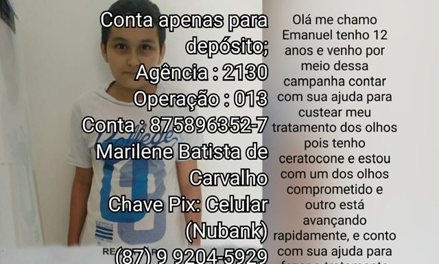 PIX Solidário: Ajude no tratamento do pequeno Emanuel Alan