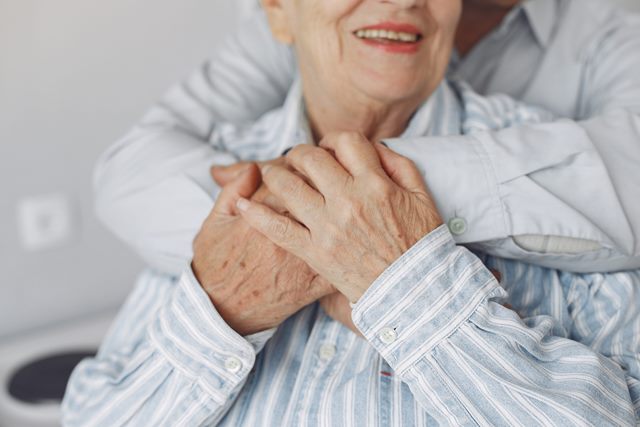 Beautiful old couple spent time together at home