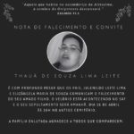 Nota de falecimento e convite: Thauã de Souza Lima Leite