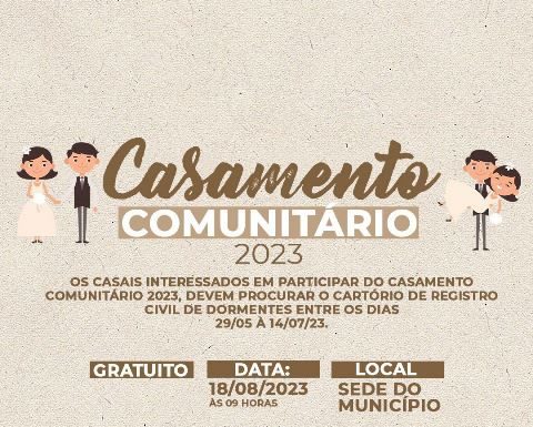 Dormentes abre inscrições para casamento comunitário 2023