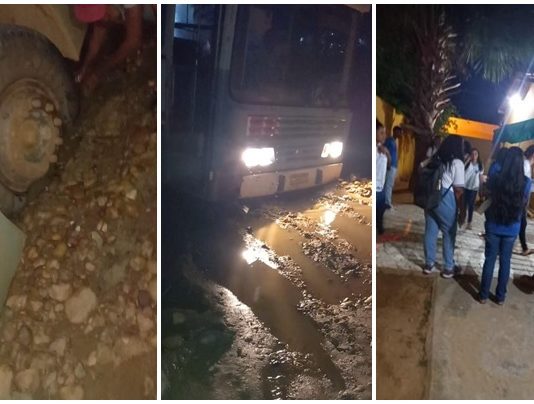 Bahia: Ônibus escolar atola no Riacho de Missão Velha e prejudica alunos