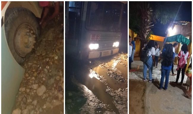 Bahia: Ônibus escolar atola no Riacho de Missão Velha e prejudica alunos