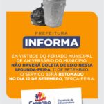 Governo de Cabrobó informa que nesta segunda-feira (11) não haverá coleta domiciliar de lixo