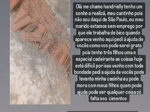 Ajude Andrieli a construir sua casa para morar com seus filhos!