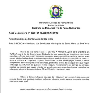 Santa Maria da Boa Vista: Justiça declara ilegal greve de 30 professores convocada pelo Sindicato e estabelece multa diária de R$ 50 mil