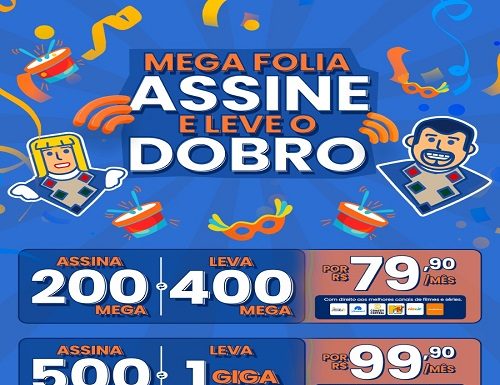 Promoção de Carnaval Atel Telecom, assine e leve o dobro da velocidade!