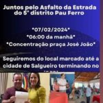 Manifestação Pacífica! Juntos pelo asfalto do 5° Distrito do Pau Ferro!