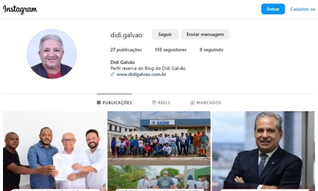 Vamos seguir a nova pagina do Blog do Didi Galvão no Instagram
